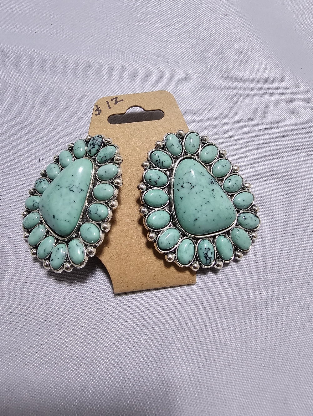 Turquoise Teardrop Cluster Earrings - Women Jewelry